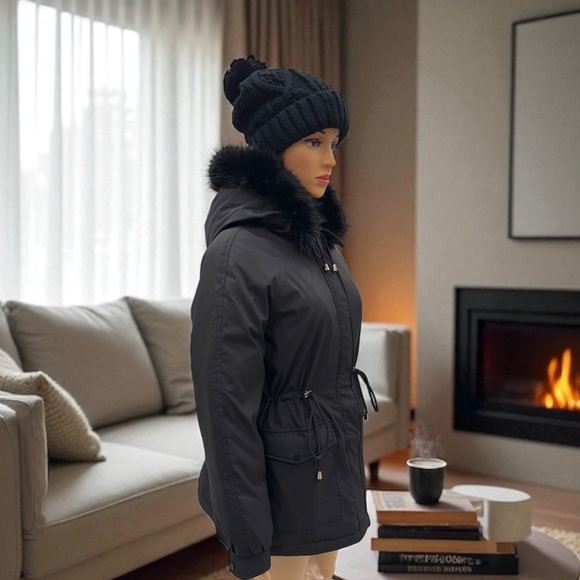 Puffit Faux Fur Mid-Length Hooded Drawstring Parka. NWT - Picture 3 of 12